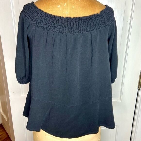 Boho Festival Smocked Shoulder Top with Floral‎ Embroidery Size Small - Picture 4 of 7